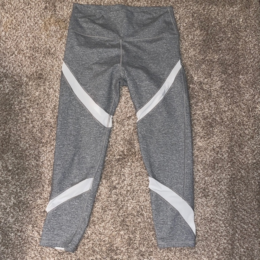 Gray and white leggings